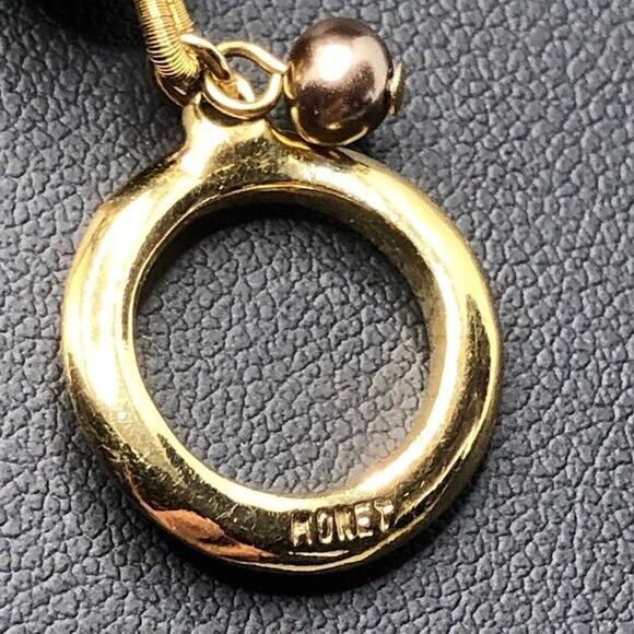 Monet Faux Pearl Necklace Taupe Brown Rhinestone Covered Links Vtg Runway Collar - Picture 7 of 12